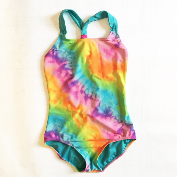 rainbow tie dye one piece swimsuit
